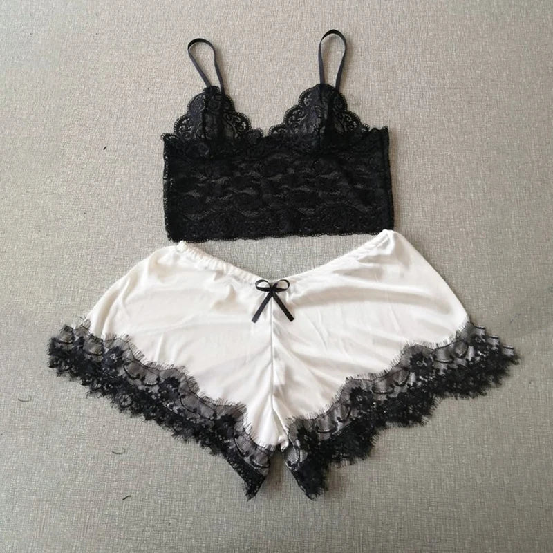 1 Set Womens Lace Sleepwear Lingerie Tops Shorts Set Babydoll Pajamas Nightwear S/M/L/XL/2XL/3XL New Color