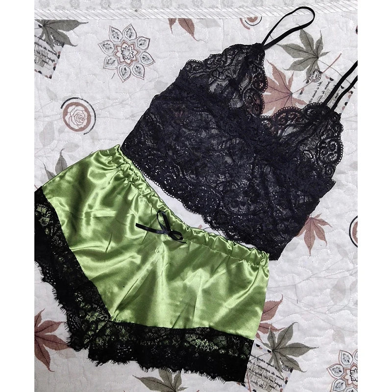 1 Set Womens Lace Sleepwear Lingerie Tops Shorts Set Babydoll Pajamas Nightwear S/M/L/XL/2XL/3XL New Color