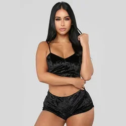 Pajamas Set Women Sexy Pink Red Silk Satin Velvet Pijamas Sleep Wear Robe Nightwear Sexy Lingerie Pj Sets Sleepwear