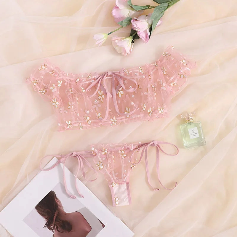 2PCS Womens Lace Sleepwear Lingerie Tops Shorts Set Perspective Babydoll Casual Pajamas Nightwear Sexy Modern Dance Suit