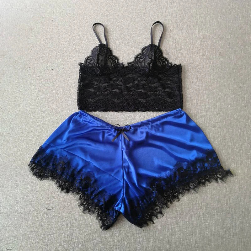 1 Set Womens Lace Sleepwear Lingerie Tops Shorts Set Babydoll Pajamas Nightwear S/M/L/XL/2XL/3XL New Color