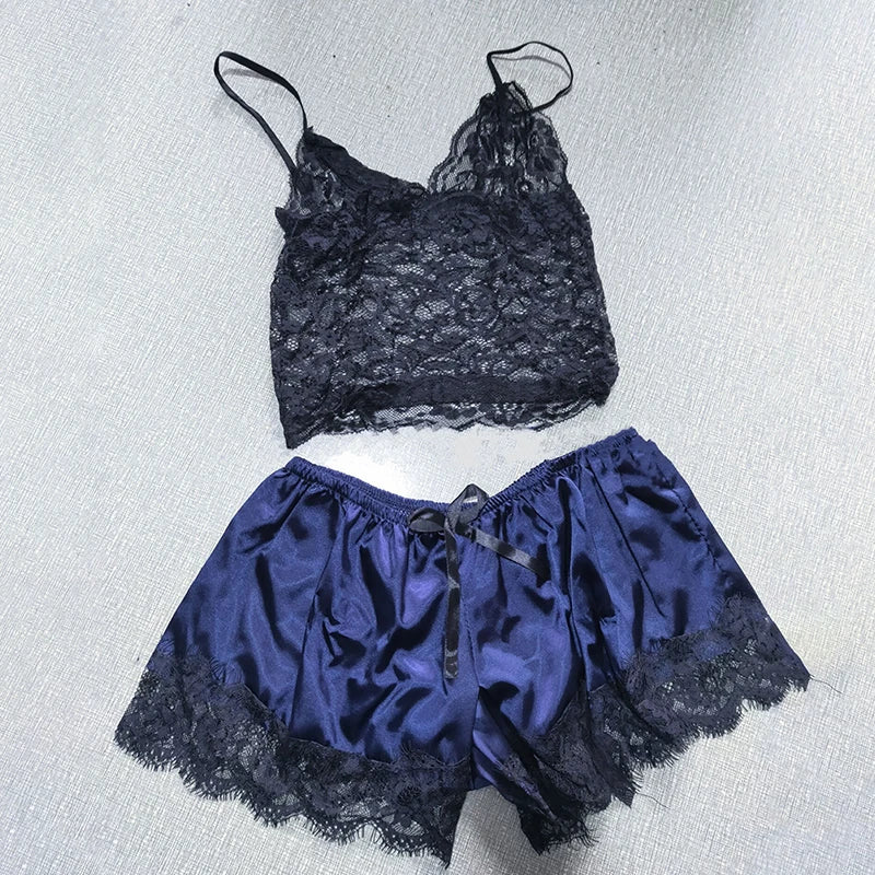 1 Set Womens Lace Sleepwear Lingerie Tops Shorts Set Babydoll Pajamas Nightwear S/M/L/XL/2XL/3XL New Color