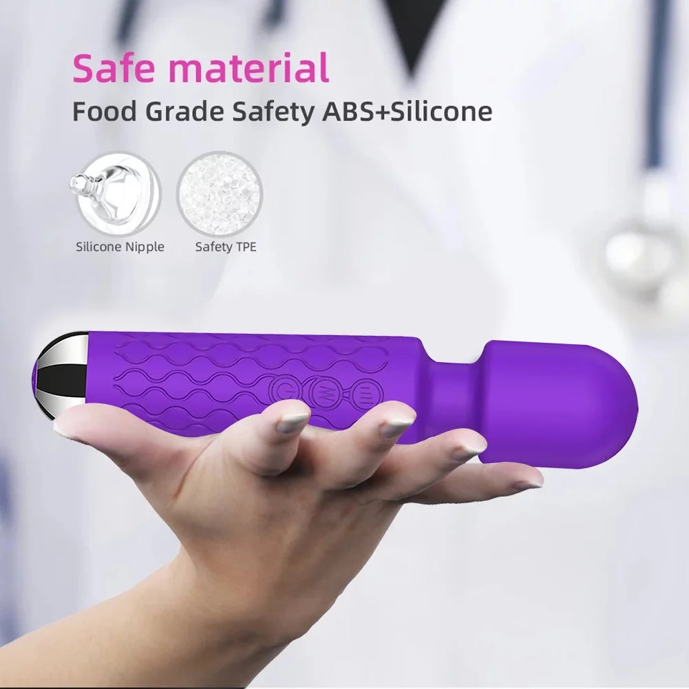 Masajeador personal con 8 velocidades y 20 modos de vibración. Potente, discreto y perfecto para el placer femenino. Color púrpura.