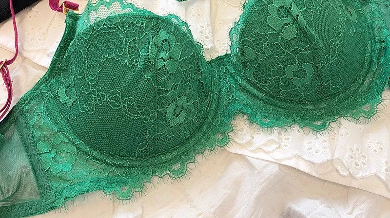 MOYISU African Dopamine French Lace Underwire Bra Set, Push-Up Minimizer Sexy Lingerie for Big Bust Women Thin Soft Cups