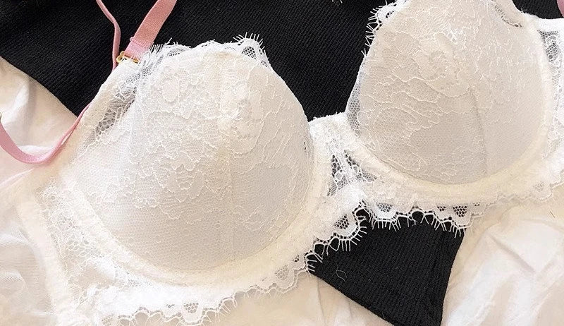 MOYISU African Dopamine French Lace Underwire Bra Set, Push-Up Minimizer Sexy Lingerie for Big Bust Women Thin Soft Cups