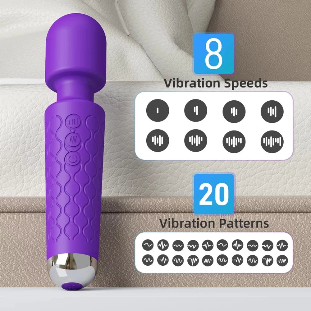 Masajeador personal con 8 velocidades y 20 modos de vibración. Potente, discreto y perfecto para el placer femenino. Color púrpura.