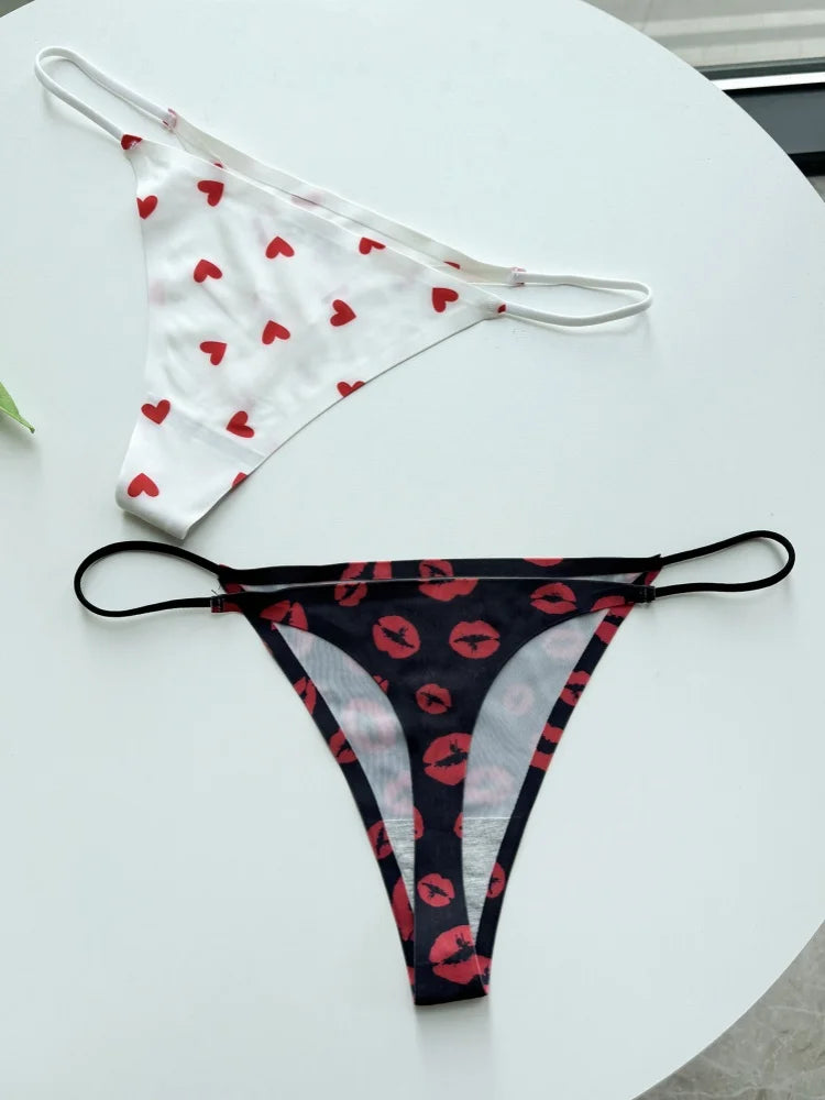 Custom Thong Name Letter Panties tanga Sexy Love Lips Pattern Personalized G-String Girlfriend Wife Valentines Christmas Gift