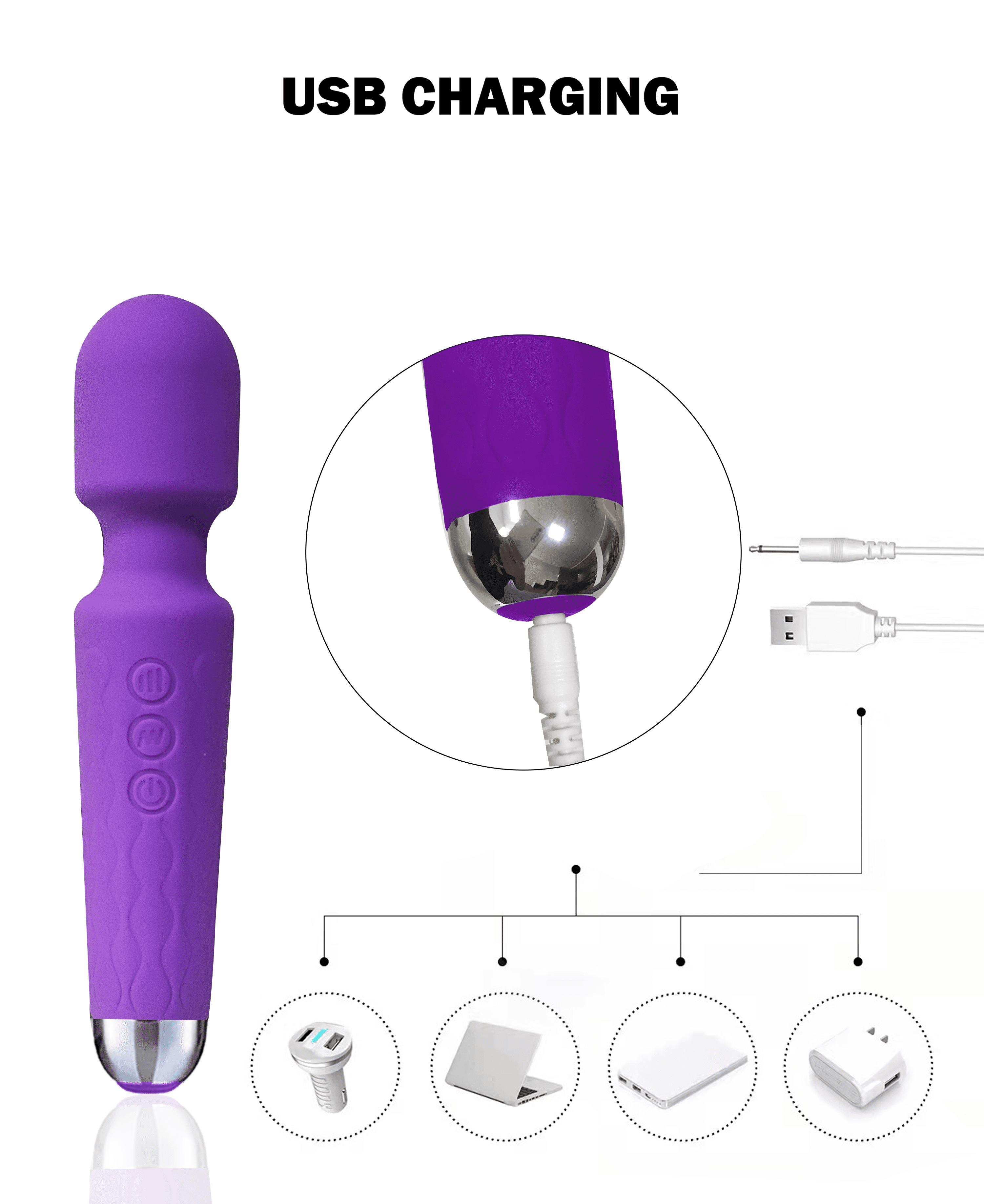 Masajeador personal con 8 velocidades y 20 modos de vibración. Potente, discreto y perfecto para el placer femenino. Color púrpura.