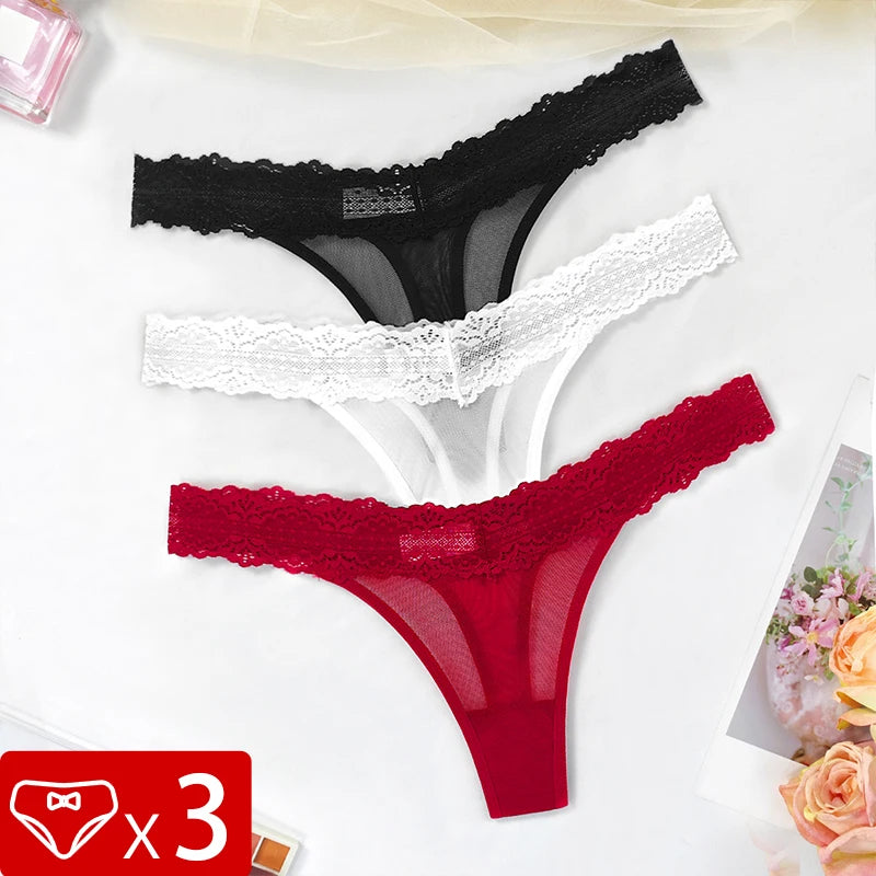 3pcs/Set Sexy Women G-string Underwear Multi Color Female Thongs Breathable Floral Panties Lady Underpants Intimate Lingerie